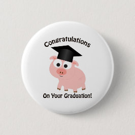 Gefeliciteerd met je Afstuderen! Varkens Ronde Button 5,7 Cm