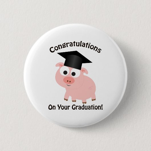 Gefeliciteerd met je Afstuderen! Varkens Ronde Button 5,7 Cm (Voorkant)