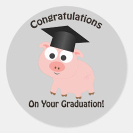 Gefeliciteerd met je Afstuderen! Varkens Ronde Sticker