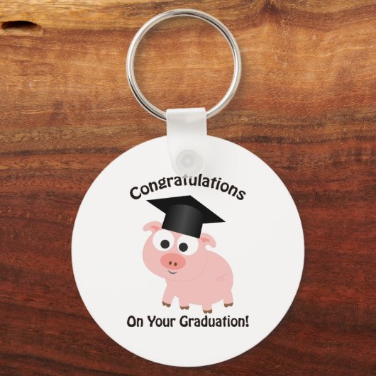 Gefeliciteerd met je Afstuderen! Varkens Sleutelhanger (Voorkant)