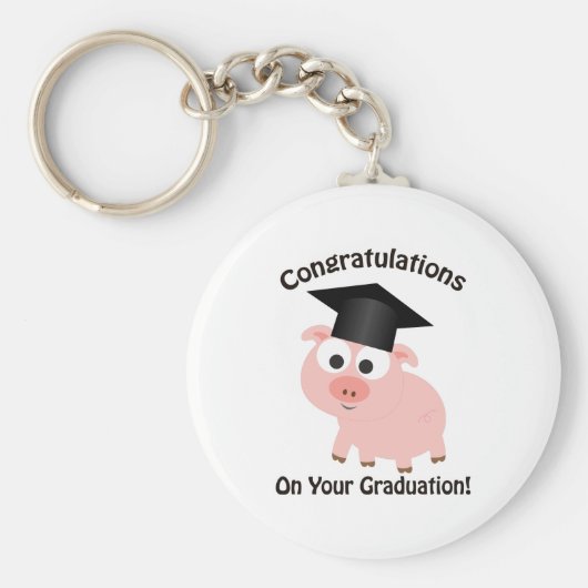Gefeliciteerd met je Afstuderen! Varkens Sleutelhanger (Voorkant)