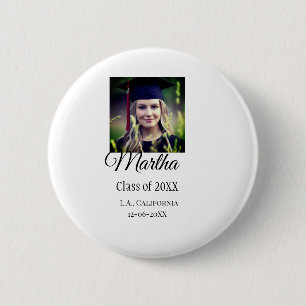 Gefeliciteerd met je afstuderen voeg naam foto sta ronde button 5,7 cm