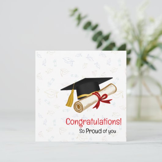 Gefeliciteerd met je afstuderen, we zijn zo trots  kaart (Staand voorkant)