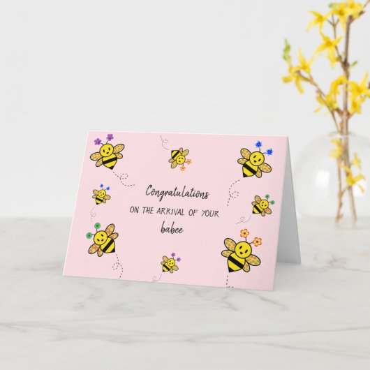 Gefeliciteerd met je Babee-kaart Kaart (Gele Bloem)