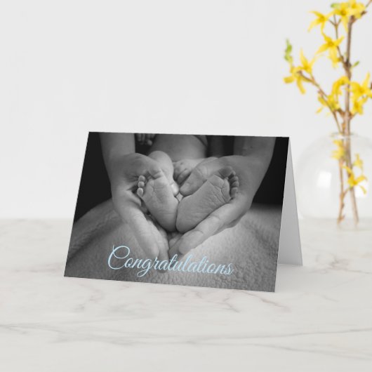 Gefeliciteerd met je Baby Boy Kaart (Gele Bloem)