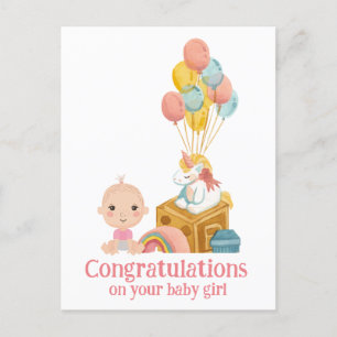 Gefeliciteerd met je baby meisje kaart