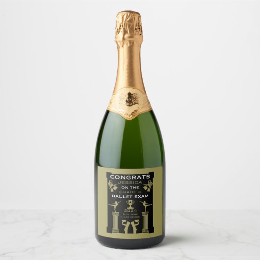 Gefeliciteerd met je balletdans sparkling wijnetiket (Voorkant)