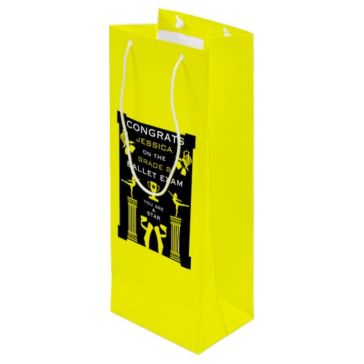 Gefeliciteerd met je balletdans wijn cadeautas (Achterkant Gekanteld)