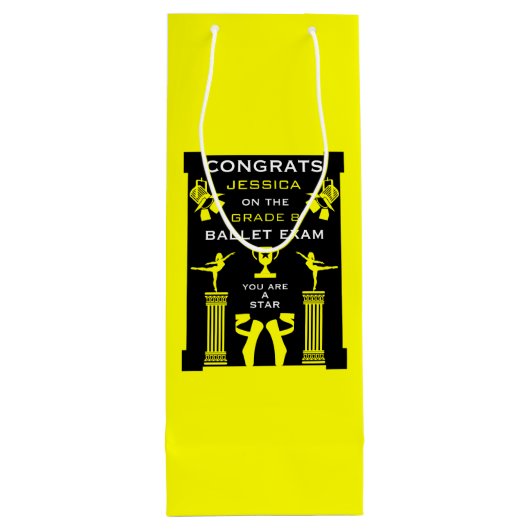 Gefeliciteerd met je balletdans wijn cadeautas (Achterkant)