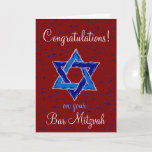 Gefeliciteerd met je Bar Mitzvah Kaart<br><div class="desc">Gefeliciteerd met uw Bar Mitzvah Mazel Tov red en blue Star van David wenskaart van Datesdu Jour.</div>