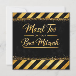 Gefeliciteerd met je Bar Mitzvah kaart, goud zwart