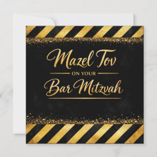 Gefeliciteerd met je Bar Mitzvah kaart, goud zwart