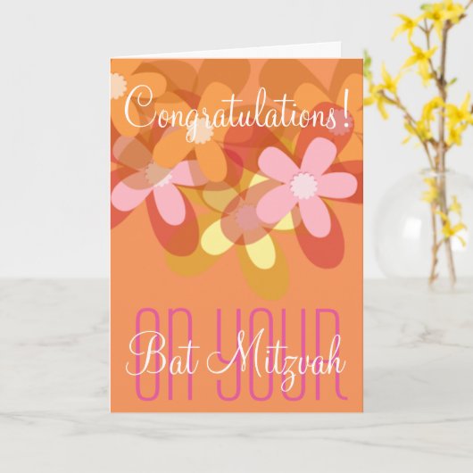 Gefeliciteerd met je Bat Mitswa bloemstuk Kaart (Gele Bloem)