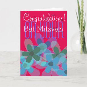 Gefeliciteerd met je Bat Mitzvah floral Kaart
