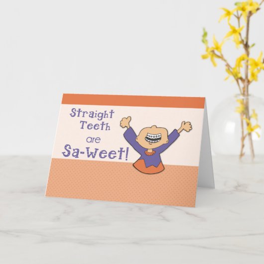 Gefeliciteerd met je beugel! kaart (Gele Bloem)