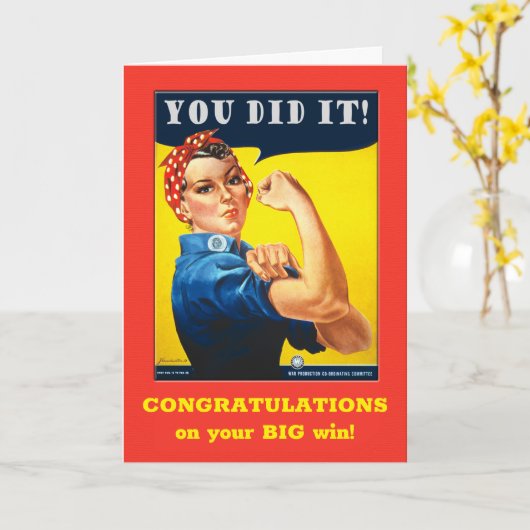 Gefeliciteerd met je Big Win Rosie de Riveter Kaart (Gele Bloem)
