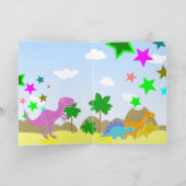 Gefeliciteerd met je blauwe Cartoon dinosaurus Kaart (Binnen)