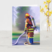 Gefeliciteerd met je brandweercarrière kaart (Gele Bloem)