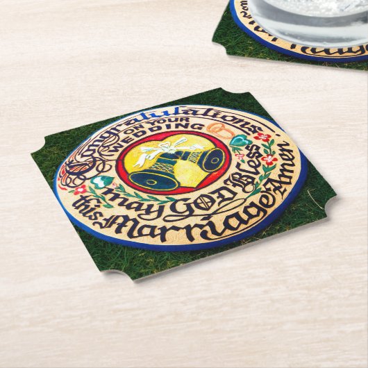 Gefeliciteerd met je bruiloft(3)...organicgreen kartonnen onderzetters (Gekanteld)