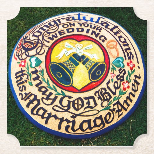 Gefeliciteerd met je bruiloft(3)...organicgreen kartonnen onderzetters (Voorkant)