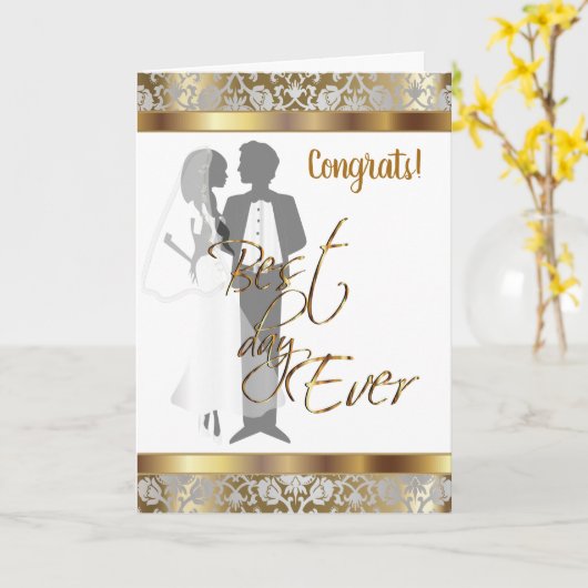 Gefeliciteerd met je bruiloft, beste dag ooit kaart (Gele Bloem)