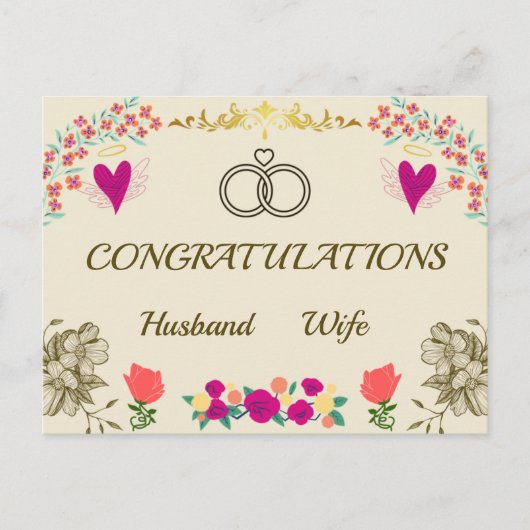 Gefeliciteerd met je bruiloft briefkaart (Voorkant)