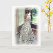 Gefeliciteerd met je bruiloft, bruid is terug kaart (Gele Bloem)