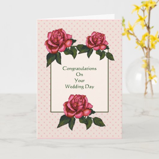 Gefeliciteerd met je bruiloft: Christelijk: Pink R Kaart (Gele Bloem)