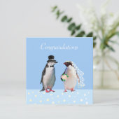 Gefeliciteerd met je bruiloft en pinguïnpaar (Staand voorkant)