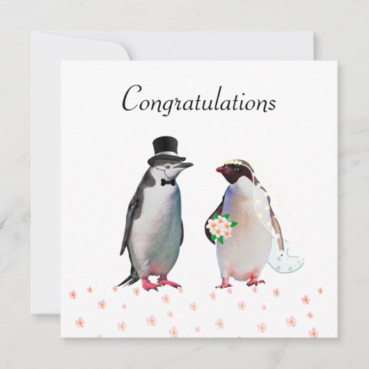 Gefeliciteerd met je bruiloft en pinguïnpaar (Voorkant)