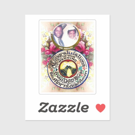 Gefeliciteerd met je bruiloft op maat sticker (Vel)