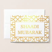 Gefeliciteerd met je bruiloft Shaadi Mubarak Gold Folie Kaarten (Voorkant met envelop)