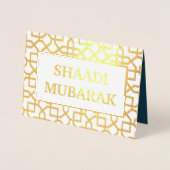 Gefeliciteerd met je bruiloft Shaadi Mubarak Gold Folie Kaarten (Voorkant)