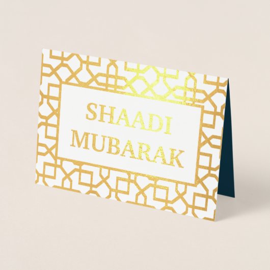 Gefeliciteerd met je bruiloft Shaadi Mubarak Gold Folie Kaarten (Voorkant)