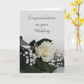 Gefeliciteerd met je bruiloft White Rose Kaart (Gele Bloem)