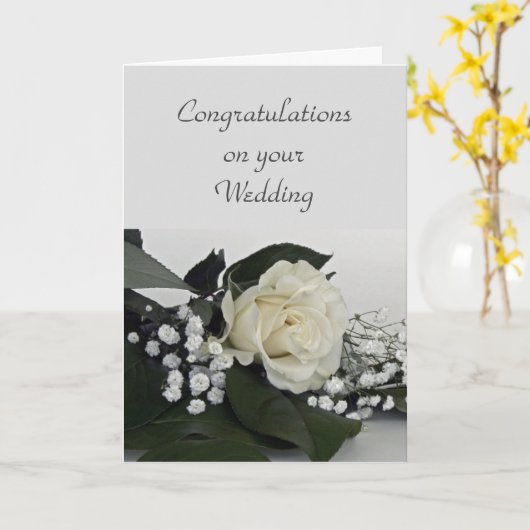 Gefeliciteerd met je bruiloft White Rose Kaart (Gele Bloem)