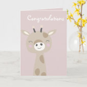 Gefeliciteerd met je bundel Joy Giraffe Pink Kaart (Gele Bloem)