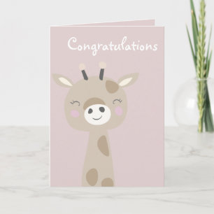 Gefeliciteerd met je bundel Joy Giraffe Pink Kaart