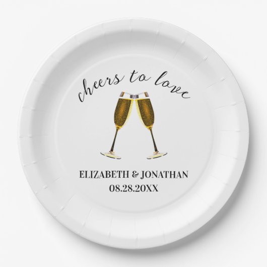 Gefeliciteerd met je champagneglazen papieren bordje (Voorkant)