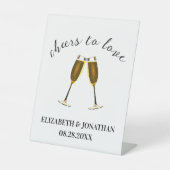 Gefeliciteerd met je champagneglazen reclamebord met voetstuk (Voorkant)