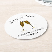 Gefeliciteerd met je champagneglazen ronde kartonnen onderzetter (Gebogen)