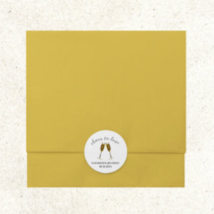 Gefeliciteerd met je champagneglazen ronde sticker