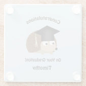 Gefeliciteerd met je dankbaarheid egelegg glazen onderzetter (Achterkant)