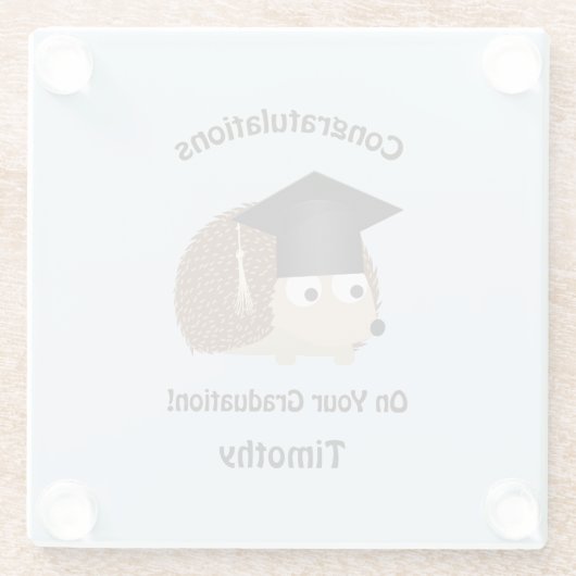 Gefeliciteerd met je dankbaarheid egelegg glazen onderzetter (Achterkant)