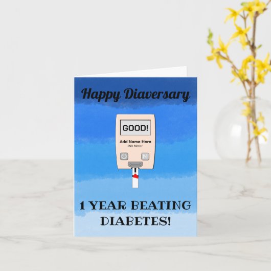 Gefeliciteerd met je diabetische verjaardag, diabe kaart (Gele Bloem)