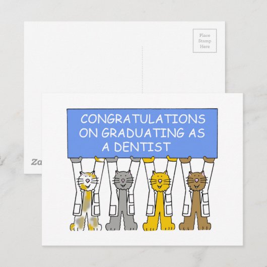 Gefeliciteerd met je diploma als tandarts aankondigingskaart (Voorkant / Achterkant)