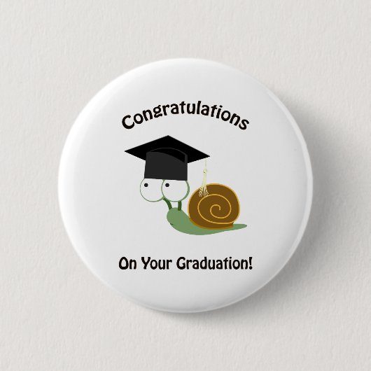 Gefeliciteerd met je diploma slak ronde button 5,7 cm (Voorkant)