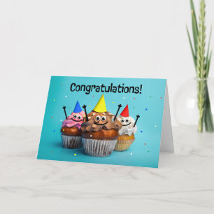 Gefeliciteerd met je drie lekkere cupcakes feestdagen kaart