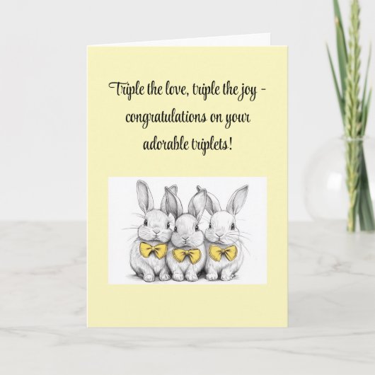 Gefeliciteerd met je drieling, unisex gevouwen kaart (Voorkant)