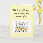 Gefeliciteerd met je drieling, unisex gevouwen kaart (Gele Bloem)